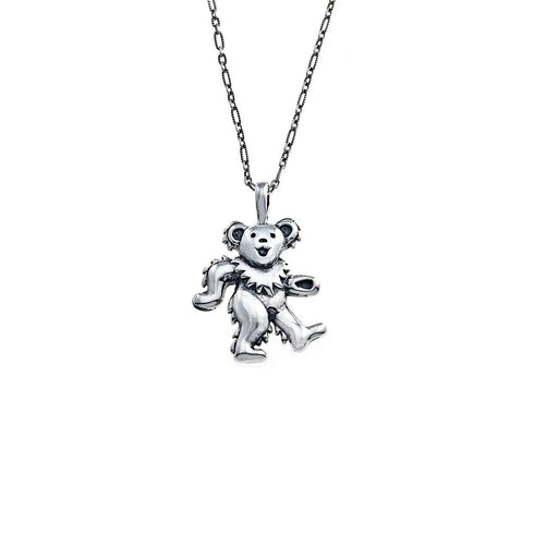 Grateful Dead - Dancing Bear Sterling Silver Charm Necklace - StealieShop