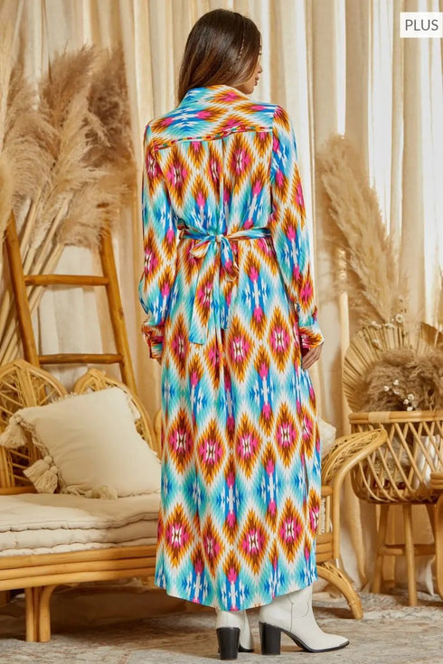 Grateful Dead - Ruidoso Aztec Button Down Dress Duster Plus Size - StealieShop