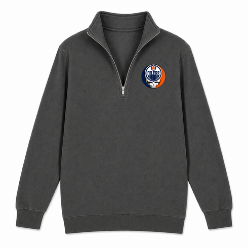 Edmonton Oilers - Premium Grateful Dead Quarter-Zip Pullover - Charcoal - 6