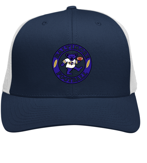 Baltimore Football Dancing Bear Stealie Grateful Dead Trucker Cap - Navy | White