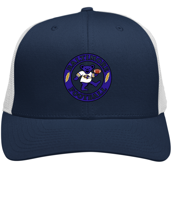 Baltimore Football Dancing Bear Stealie Grateful Dead Trucker Cap - Navy | White