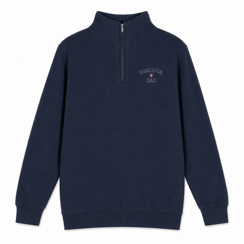 Grateful Dad Distressed - - Life is dead.® - Premium Grateful Dead Quarter-Zip Pullover - Navy - 3