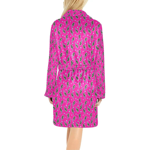 Grateful Dead - Hot Pink Lightning Bolt Women's Western Bath Robe - StealieShop