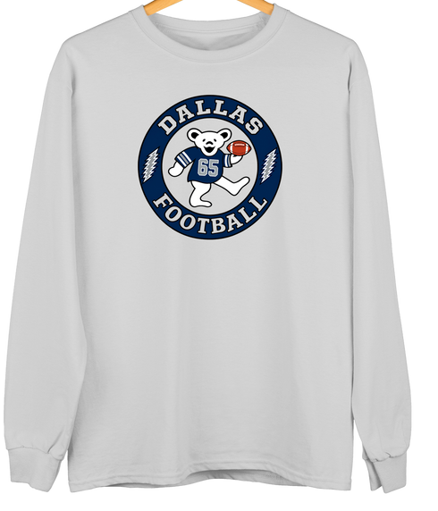 Dallas Football Dancing Bear Premium Crewneck — Dallas Cowboys — Sport Grey