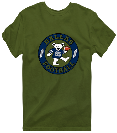 Dallas Football Dancing Bear Premium T-Shirt — Dallas Cowboys — Military Green