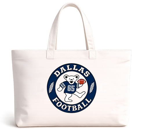 Dallas Football Dancing Bear Premium Tote Bag — Dallas Cowboys — White