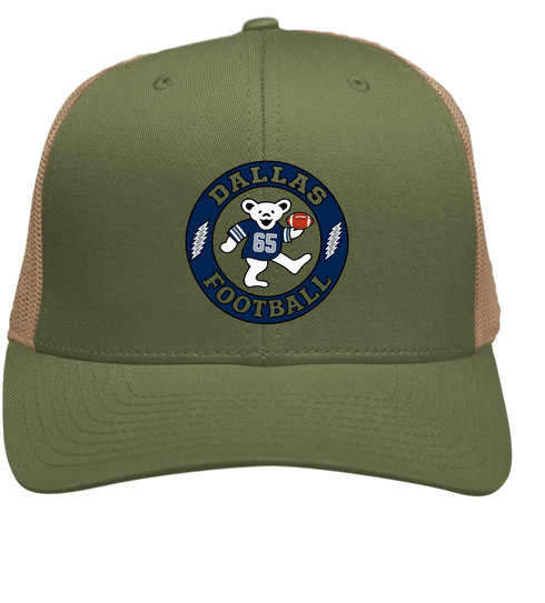Dallas Football Dancing Bear Premium Trucker Cap — Dallas Cowboys — Moss/Khaki