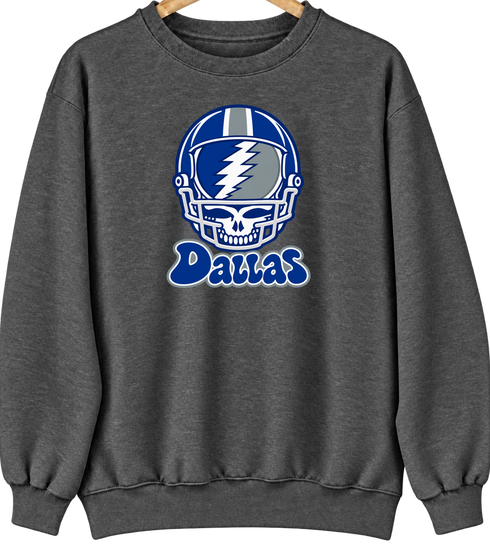 Dallas Helmet Stealie Premium Unisex Crewneck — Dallas Cowboys — Dark Heather