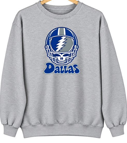 Dallas Helmet Stealie Premium Unisex Crewneck — Dallas Cowboys — Sport Grey