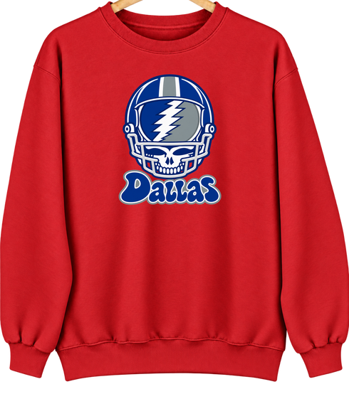 Dallas Helmet Stealie Premium Unisex Crewneck — Dallas Cowboys — Red