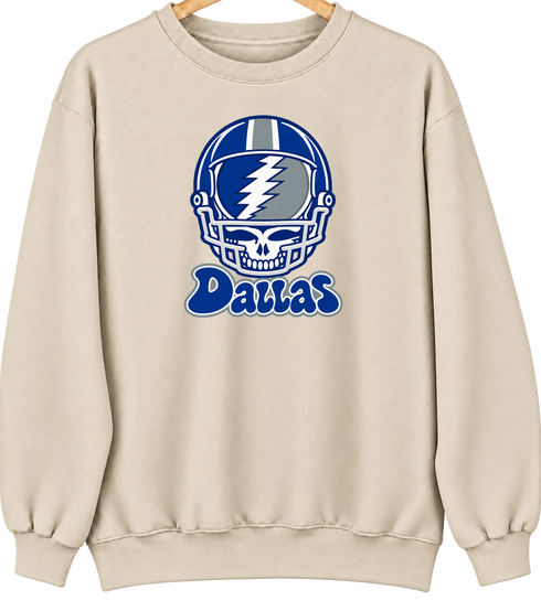 Dallas Helmet Stealie Premium Unisex Crewneck — Dallas Cowboys — Sand