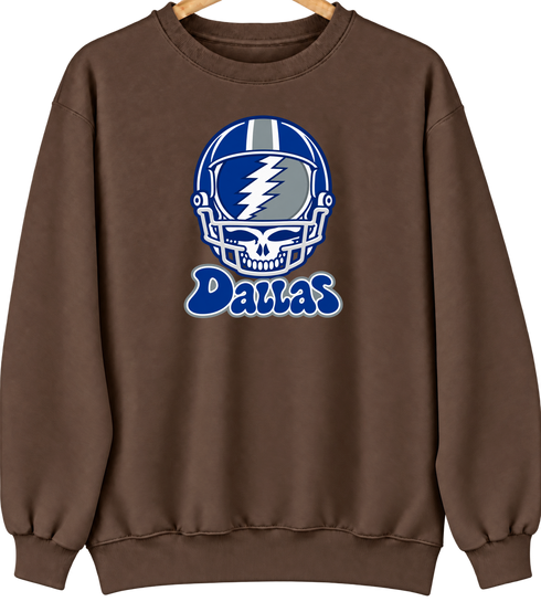 Dallas Helmet Stealie Premium Unisex Crewneck — Dallas Cowboys — Brown
