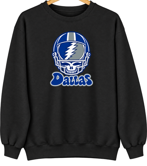 Dallas Helmet Stealie Premium Unisex Crewneck — Dallas Cowboys — Black