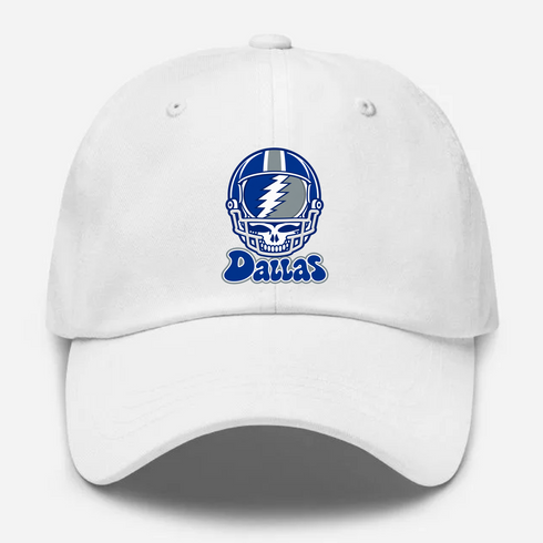 Dallas Helmet Stealie Premium Unisex Dad Hat — Dallas Cowboys — White