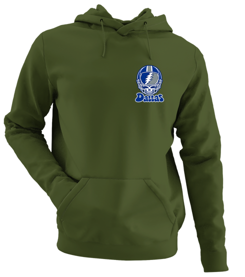 Dallas Helmet Stealie Premium Unisex Hoodie — Dallas Cowboys — Military Green
