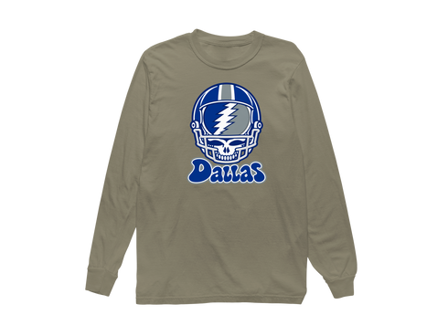 Dallas Helmet Stealie Premium Unisex Long-Sleeve — Dallas Cowboys — Sandstone