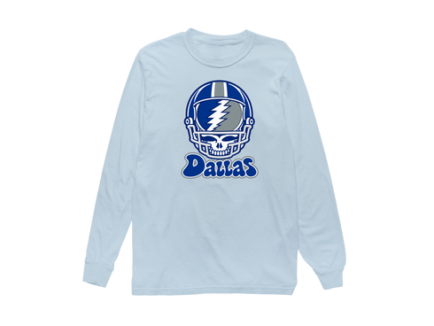 Dallas Helmet Stealie Premium Unisex Long-Sleeve — Dallas Cowboys — Chambray