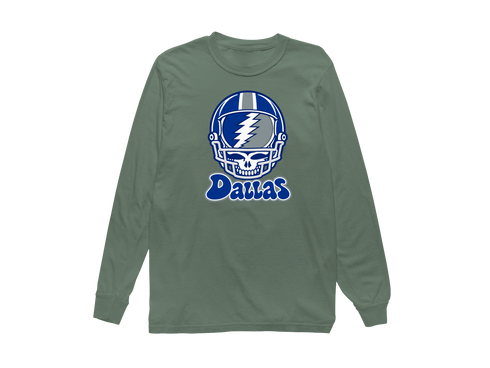 Dallas Helmet Stealie Premium Unisex Long-Sleeve — Dallas Cowboys — Light Green
