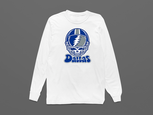 Dallas Helmet Stealie Premium Unisex Long-Sleeve — Dallas Cowboys — White