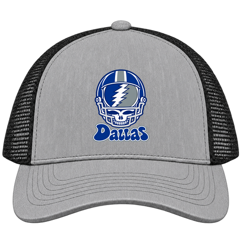 Dallas Helmet Stealie Premium Unisex Trucker Cap — Dallas Cowboys — Heather Grey/Black