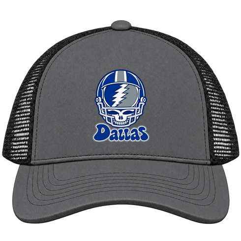 Dallas Helmet Stealie Premium Unisex Trucker Cap — Dallas Cowboys — Charcoal/Black