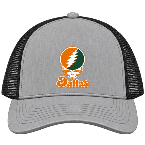 Dallas Stealie Premium Unisex Trucker Cap — Design: Texas at Dallas The University of — Heather Grey/Black