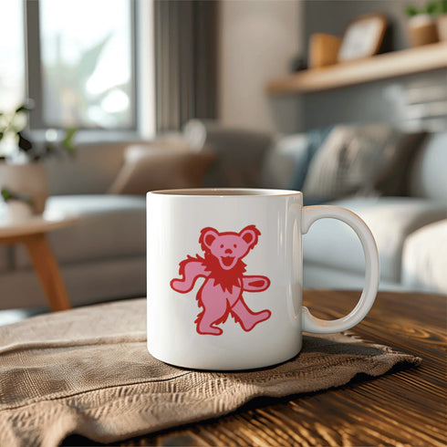 Grateful Dead - Pink Dancing Bear 15 Ounce Coffee Mug - StealieShop