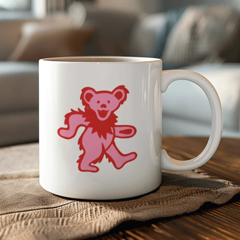 Grateful Dead - Pink Dancing Bear 15 Ounce Coffee Mug - StealieShop
