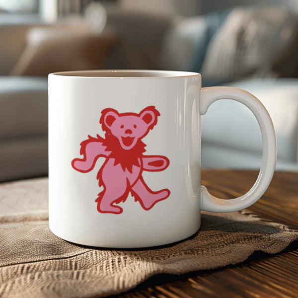 Grateful Dead - Pink Dancing Bear 15 Ounce Coffee Mug - StealieShop