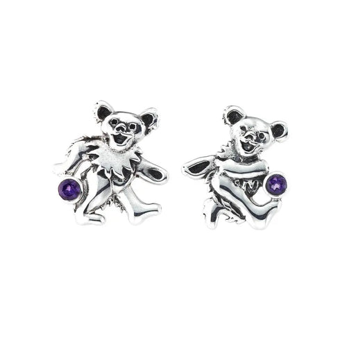 Grateful Dead - Dancing Bear Sterling Silver Semi Precious Post Earrings - StealieShop