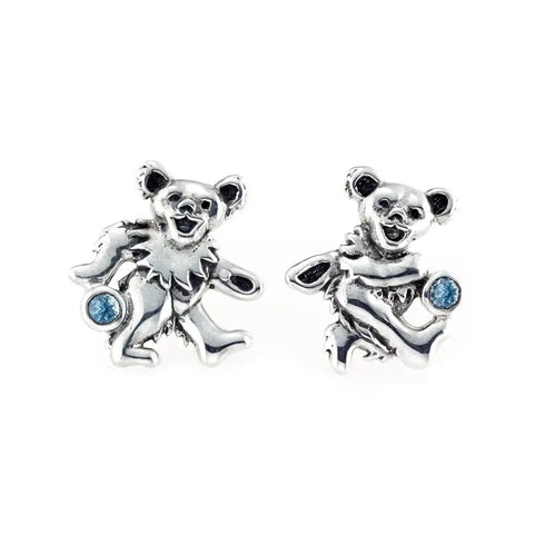 Grateful Dead - Dancing Bear Sterling Silver Semi Precious Post Earrings - StealieShop