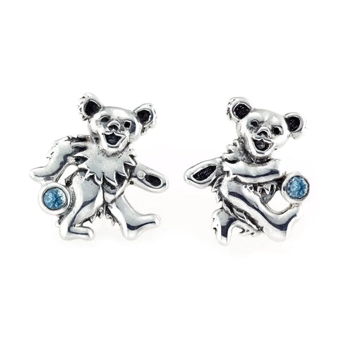 Grateful Dead - Dancing Bear Sterling Silver Semi Precious Post Earrings - StealieShop