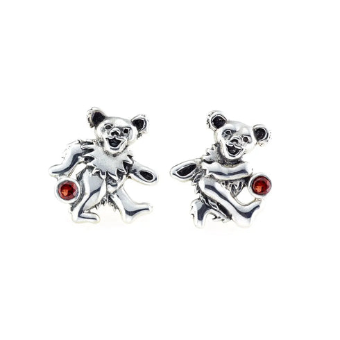 Grateful Dead - Dancing Bear Sterling Silver Semi Precious Post Earrings - StealieShop