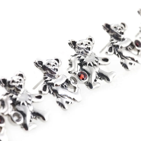 Grateful Dead - Dancing Bear Sterling Silver Semi Precious Post Earrings - StealieShop