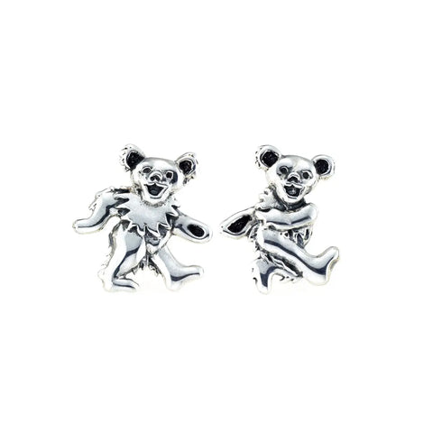 Grateful Dead - Dancing Bear Sterling Silver Post Earrings - StealieShop