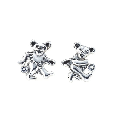 Grateful Dead - Dancing Bear Sterling Silver Semi Precious Post Earrings - StealieShop