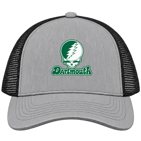 Dartmouth Stealie Premium Unisex Trucker Cap — Design: Dartmouth College — Heather Grey/Black
