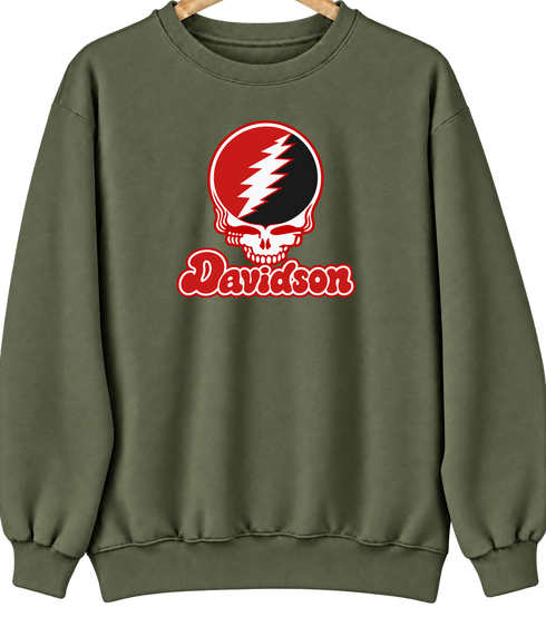 Davidson- Stealie Premium Unisex Crewneck — Design: Davidson-College — Military Green