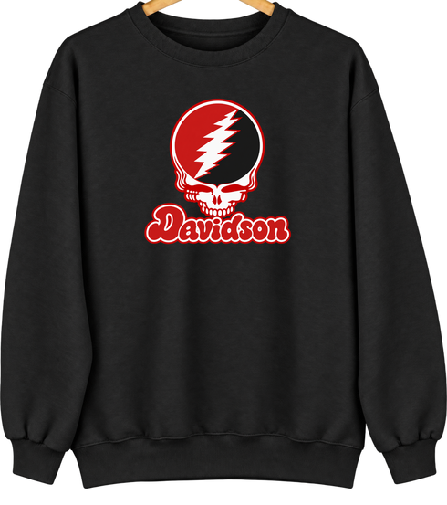 Davidson- Stealie Premium Unisex Crewneck — Design: Davidson-College — Black