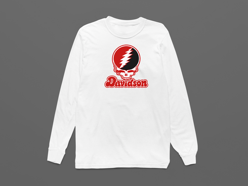 Davidson- Stealie Premium Unisex Long-Sleeve — Design: Davidson-College — White
