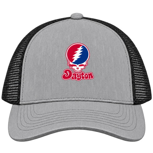 Dayton Stealie Premium Unisex Trucker Cap — Design: Dayton University of — Heather Grey/Black