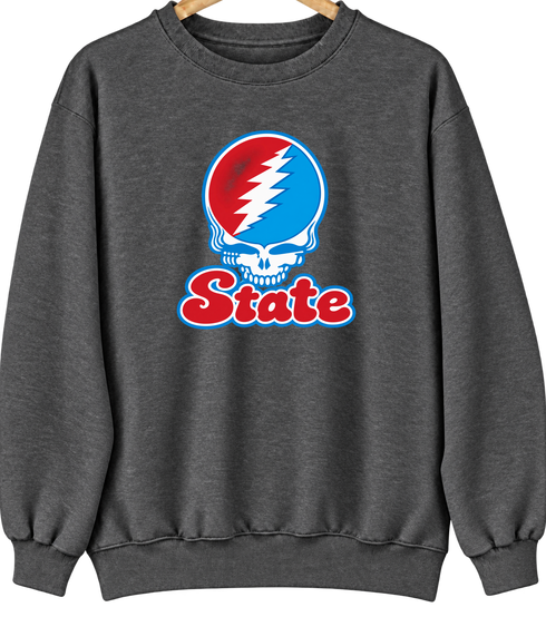 Delaware Stealie Premium Unisex Crewneck — Design: Delaware State University — Dark Heather