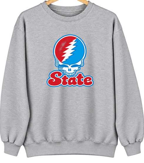 Delaware Stealie Premium Unisex Crewneck — Design: Delaware State University — Sport Grey