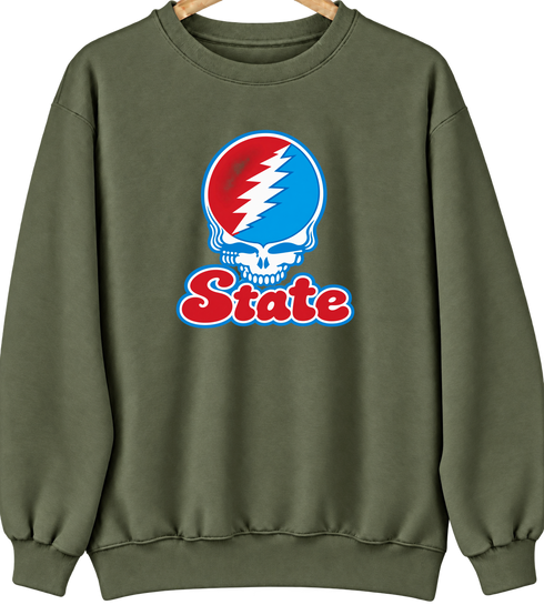 Delaware Stealie Premium Unisex Crewneck — Design: Delaware State University — Military Green