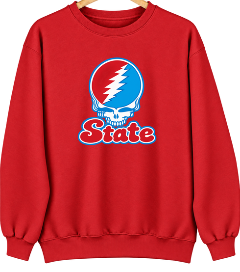 Delaware Stealie Premium Unisex Crewneck — Design: Delaware State University — Red