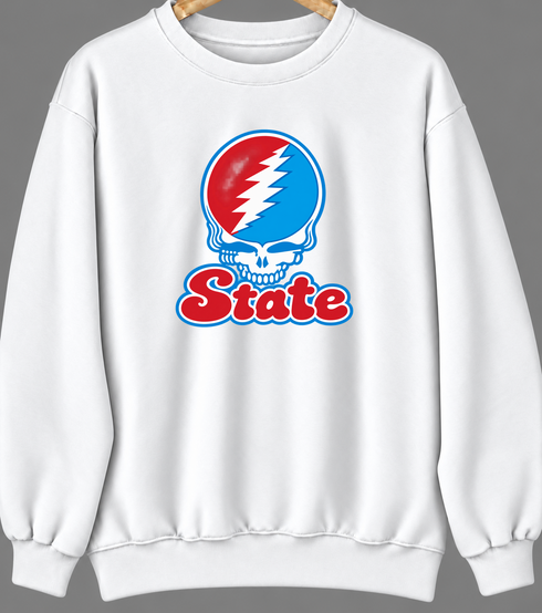 Delaware Stealie Premium Unisex Crewneck — Design: Delaware State University — White