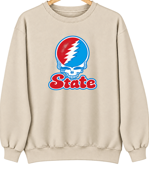 Delaware Stealie Premium Unisex Crewneck — Design: Delaware State University — Sand