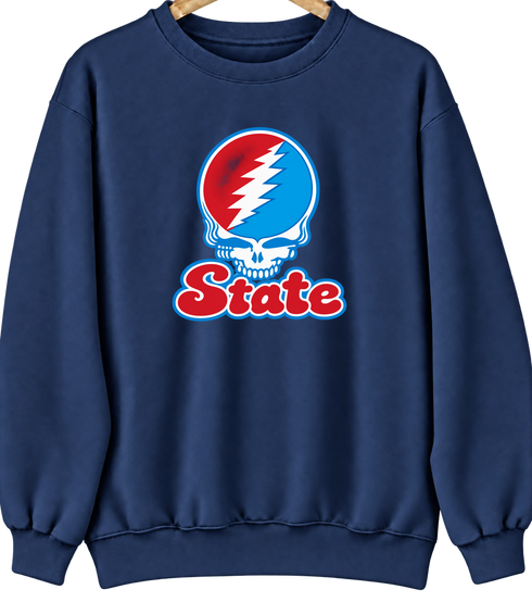 Delaware Stealie Premium Unisex Crewneck — Design: Delaware State University — Navy