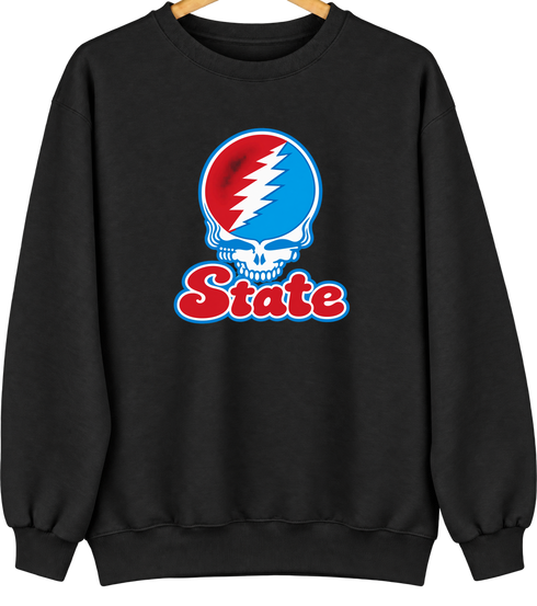 Delaware Stealie Premium Unisex Crewneck — Design: Delaware State University — Black