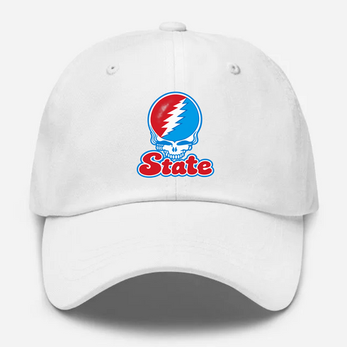 Delaware Stealie Premium Unisex Dad Hat — Design: Delaware State University — White